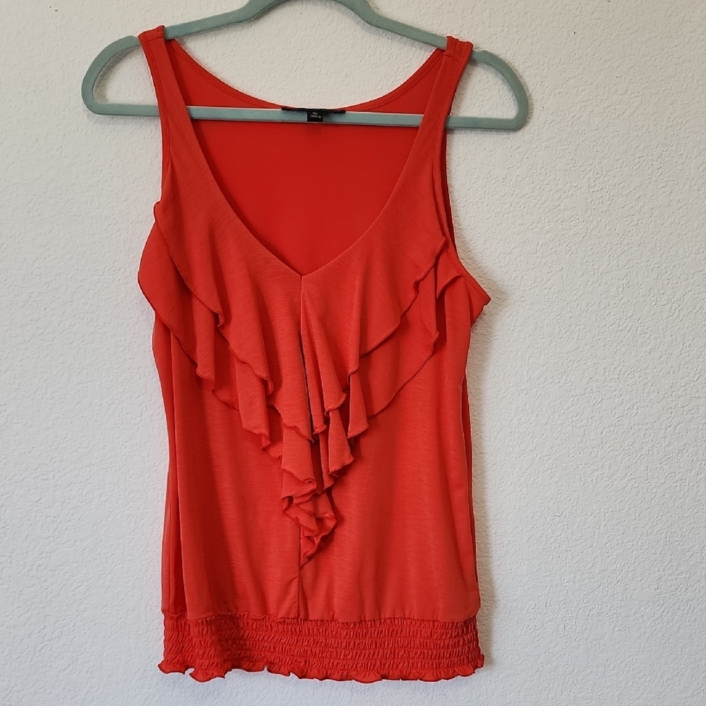 HeartSoul Orange Sleeveless Ruffled Tank Top Blouse XL